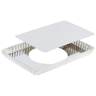 Tarte rectangulaire cannelée - fer blanc - fond mobile - 290x205 mm dim ext / 275x195mm dim int - h25mm