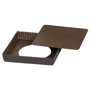 Tarte carrée cannelée - antiadhérente - fond mobile - 230x230 mm dim ext / 220x220 mm dim int - h25mm