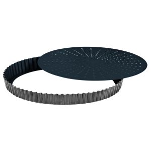 Tourtière cannelée perforée - antiadhérente Obsidian - fond mobile - Ø 280 mm h28 mm